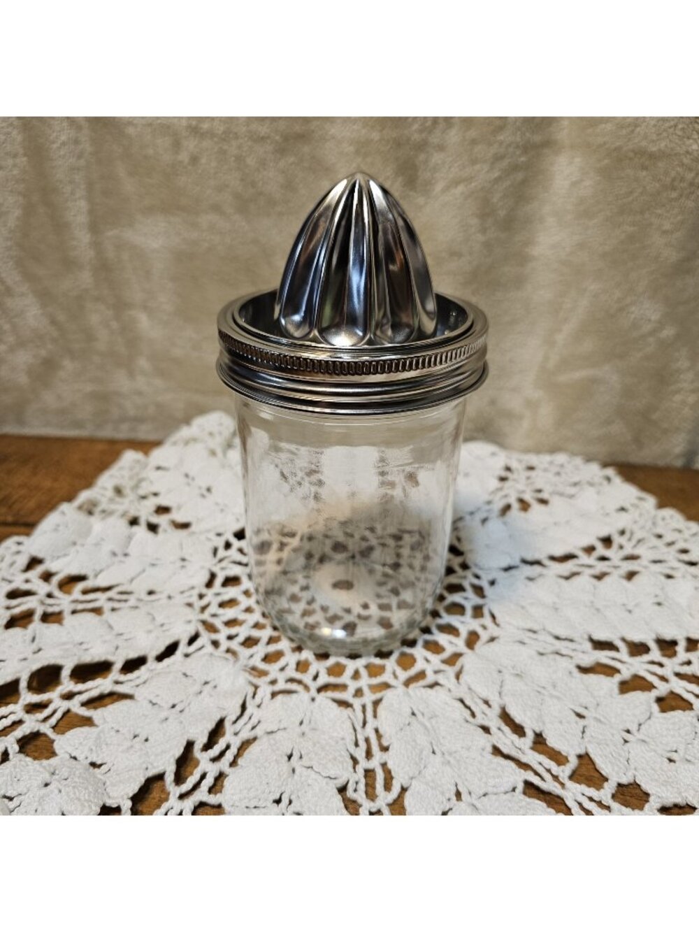 Jarware - 82654 Stainless Steel Citrus Juicer Lid for Mason Jars wide mouth